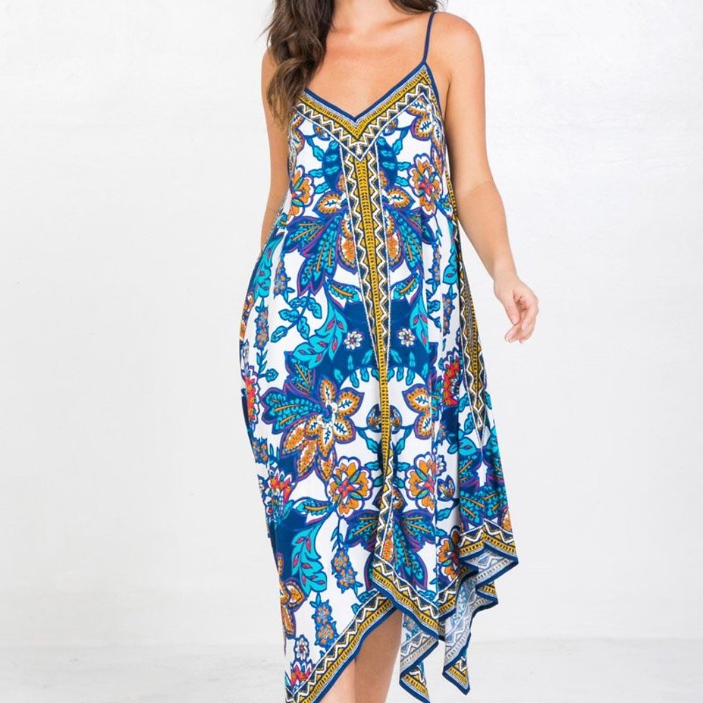 Flying Tomato Printed Hanky Hem Dress
